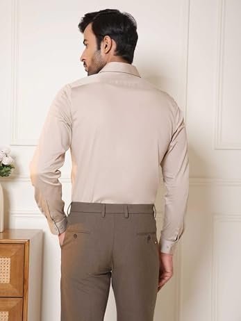 SUBTRACT Men's Slim Fit Solid Spread Collar Cotton Satin Evening Shirt | Stylish Men's Wear Shirt for Office or Party - Image 3