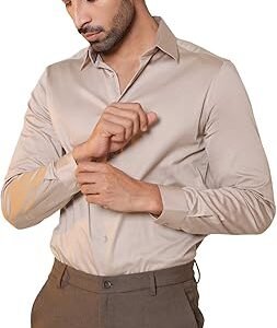 SUBTRACT Men's Slim Fit Solid Spread Collar Cotton Satin Evening Shirt | Stylish Men's Wear Shirt for Office or Party