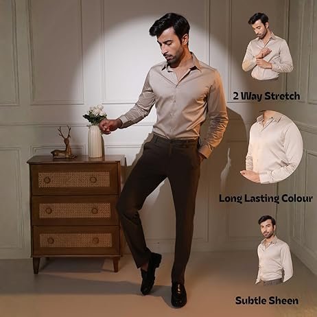 SUBTRACT Men's Slim Fit Solid Spread Collar Cotton Satin Evening Shirt | Stylish Men's Wear Shirt for Office or Party - Image 6