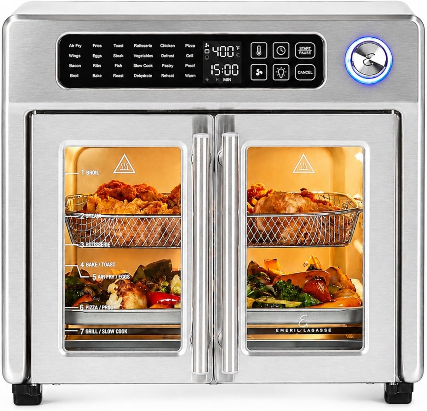 Emeril Lagasse Extra Large French Door Air Fryer Toaster Oven Combo, 24 Cooking Functions and Digital Controls, 7 Accessories Included, Stainless Steel Finish, 26QT Capacity - Image 11